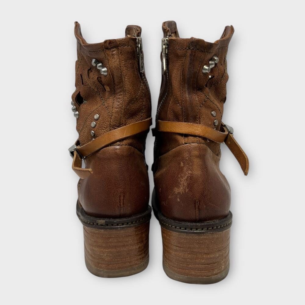 A.S.98 Wyatt Studded Wrap Distress Leather Boot Size 40 - Picture 4 of 16